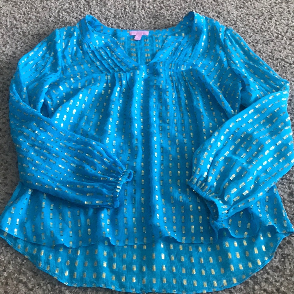 Metallic and Blue Top